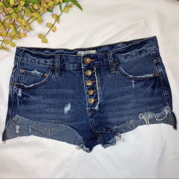 Free People Pants - Free People Destructed Mid Rise Denim Shorts 26